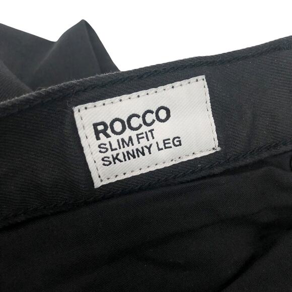 Express Jeans Rocco Slim Fit Skinny Leg Moto Black Grunge Mens 33x32 Act 35x30.5 - Picture 9 of 10